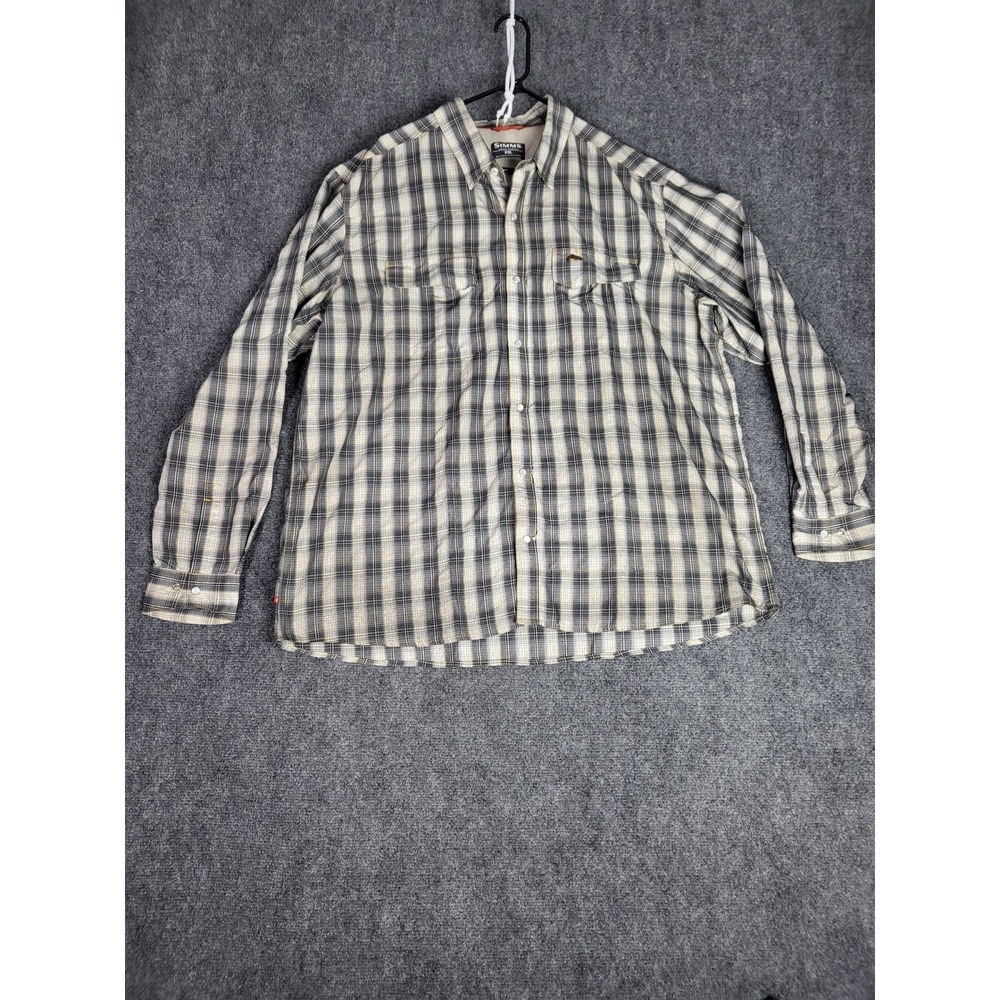 Simms Fishing Shirt Plaid Button Up Long Sleeve Outdoor Soaring Eagle Men XXL